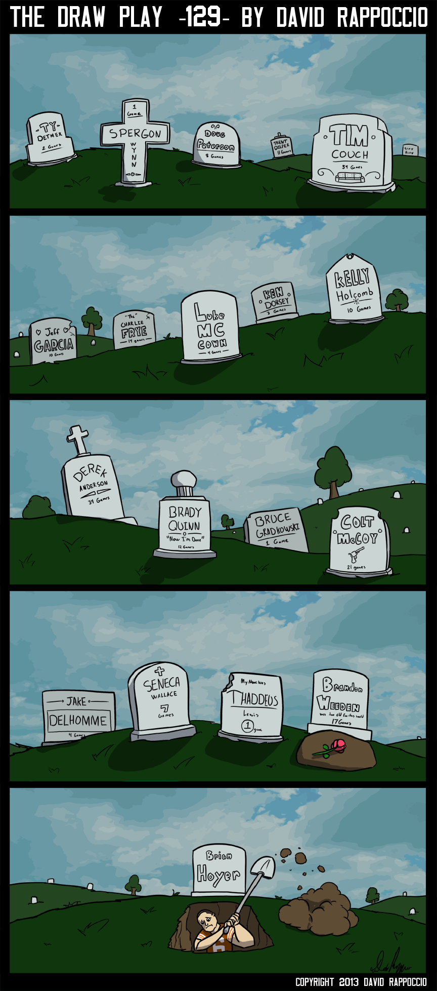 I was tempted to make the headstones all toilets, but felt that was a bit overboard for my special devoted week of making jokes about how horrible it is to be a Cleveland Browns fan